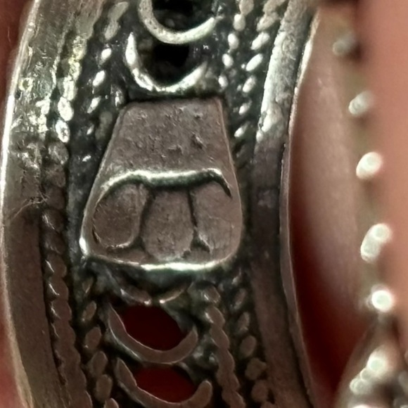 Sterling Silver Garnet Ethnic Gothic Tibetan Bali Style Ring Stamped Size 5 - Picture 4 of 5